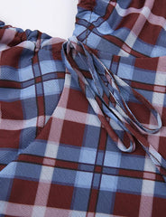 Vestido mini ajustado de corte A con escote en V y cuadros clásicos retro de verano