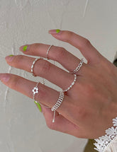 Retro Blume Schlichter offener Silberring