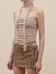 Trägerloses Camisole mit Rüschen und Schal für Damen