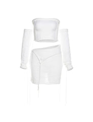 Tube Top Bauchnabel Perspektive Hohe Taille Quaste Unregelmäßiges Kleiderset