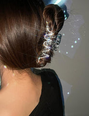 Pinza para el cabello con ondas de diamantes de imitación