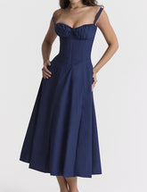 Backless Slim Suspender Dress Holiday Style Floral Slit Midi Dress