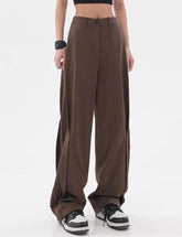 Pantalones retro holgados de cintura alta, ajustados y de pierna ancha