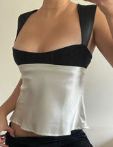 Top camisola ajustado de color contrastante para