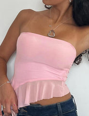 Tube Top mit unregelmäßigen Nähten und Neckholder-Camisole aus Netzstoff