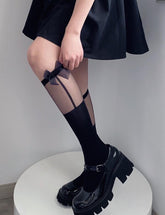 Sheer Bow Calf Socks