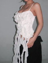 Ruffled Tassel Babes Summer Party Crop Camisoles