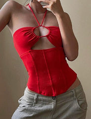Halter Neck Strappy Camisole Wrap Top