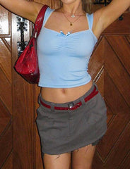 Sky Blue Basic Square Neck Tank Top