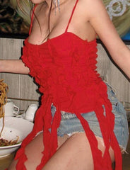 Ruffled Tassel Babes Summer Party Crop Camisoles