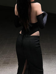 Unregelmäßiger Bodysuit mit hohlen, geschlitzten Ärmeln