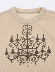 Langärmliges Oberteil mit transparentem Netzstoff und Einsätzen