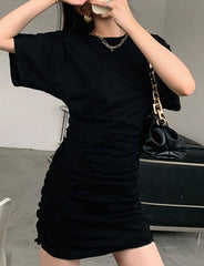 Vestido corto negro vintage con volantes para fiesta de graduación