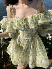 Ruffled Backless Off-Shoulder Resort Dress