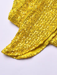 Vestido de fiesta con lentejuelas, sin tirantes y dobladillo irregular