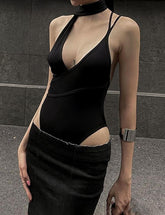 Hollow Split Sleeve Irregular Bodysuit