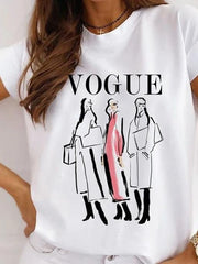 Camiseta informal de manga corta con cuello redondo y estampado