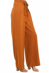 Pantalones Palazzo de gasa de cintura alta y pierna ancha de color naranja