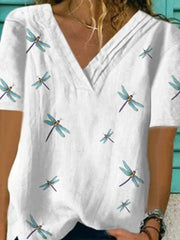 Camisas y tops casuales de manga corta de mezcla de algodón liso de talla grande