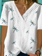 Camisas y tops casuales de manga corta de mezcla de algodón liso de talla grande