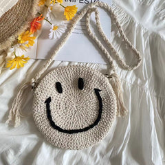 Crochet Smiley Face Round Bag