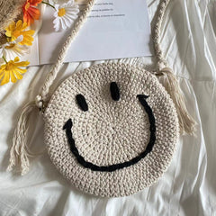 Crochet Smiley Face Round Bag