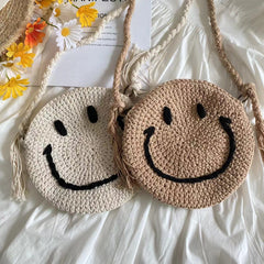 Crochet Smiley Face Round Bag