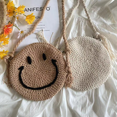 Crochet Smiley Face Round Bag