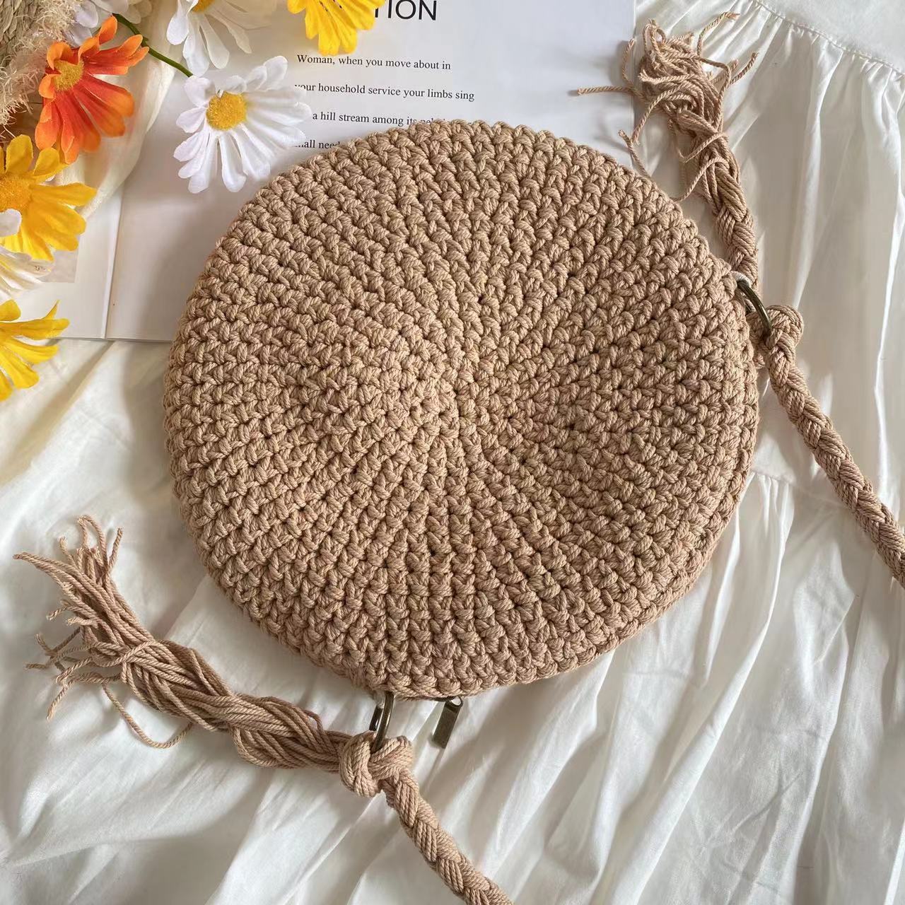 Crochet Smiley Face Round Bag