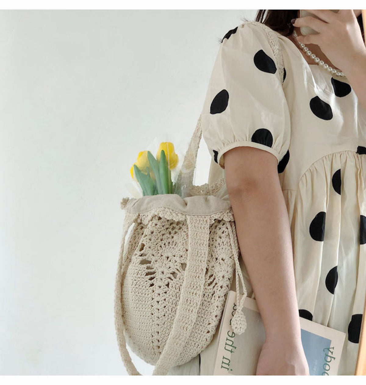 Floral Knitted Bucket Bag