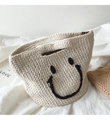 Cotton Knitted Smiley Face Bag