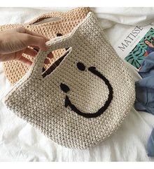 Cotton Knitted Smiley Face Bag