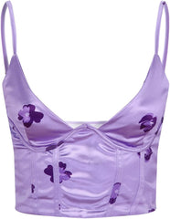 Extra Attitude Cami Top in Teal - Purple Flower