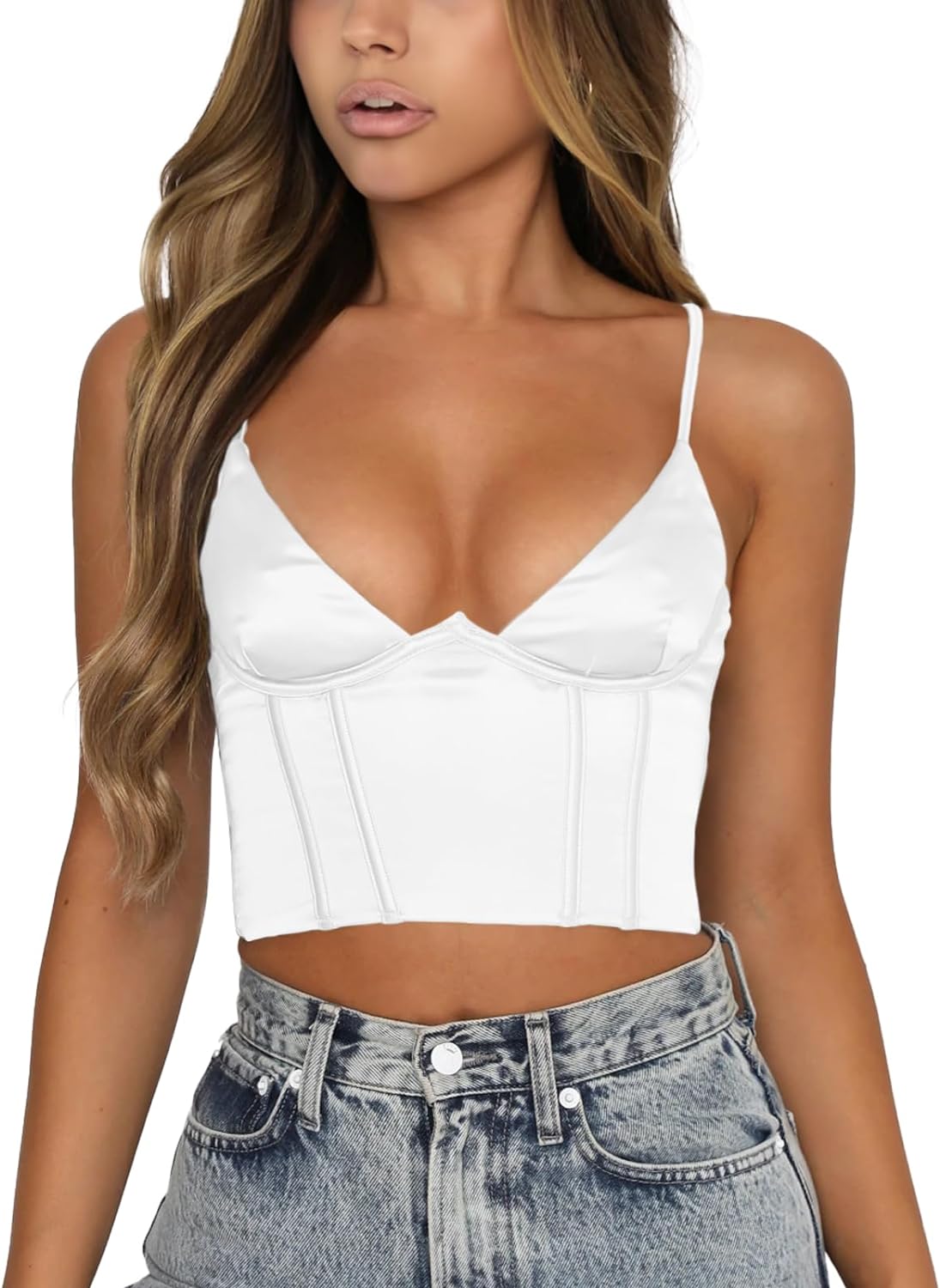 Extra Attitude Cami Top in Teal - White