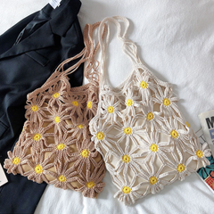 Retro Daisy Cotton Knitted Shoulder Bag
