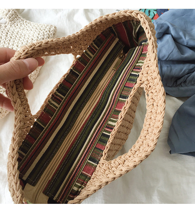Cotton Knitted Smiley Face Bag