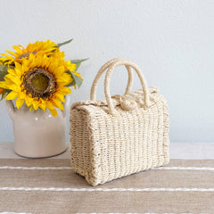 Beach Straw Woven Box Crossbody Bag