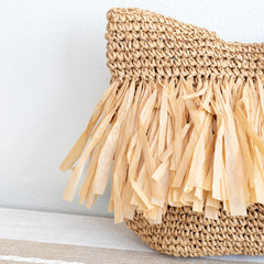 Large Straw Tote Bag with Tassels