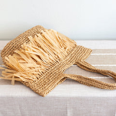 Large Straw Tote Bag with Tassels