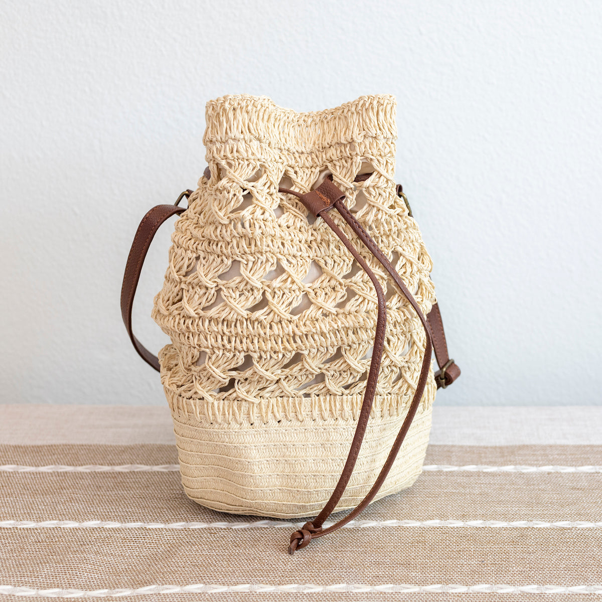 Summer Straw Bucket Bag Shoulder Bag