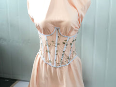 Embroidery Mesh Lace-up Corset