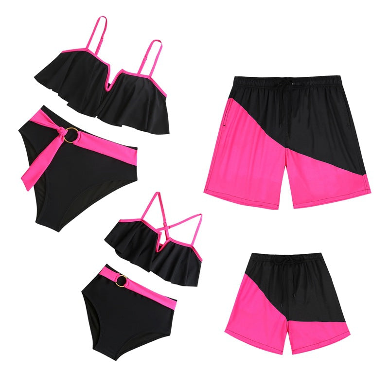 Contrast Color Bikini Family Matching Swimwear