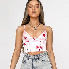 Extra Attitude Cami Top in Teal - Pink Flower