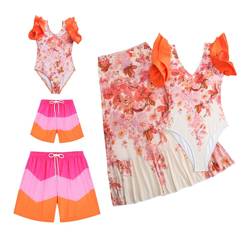Contrast Color Bikini Family Matching Swimwear