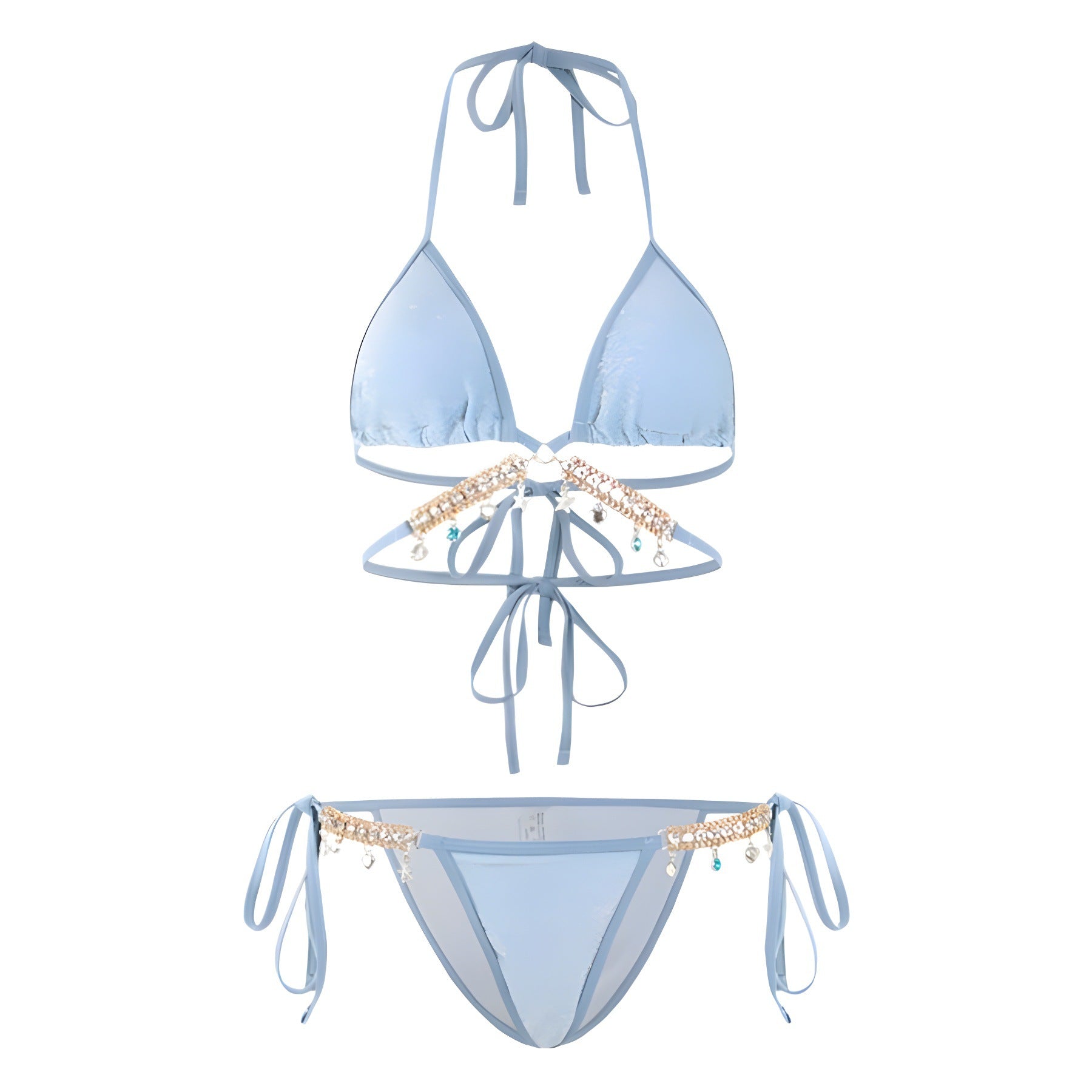Fish Diamond Chain Strap Triangle Swimsuit Set
