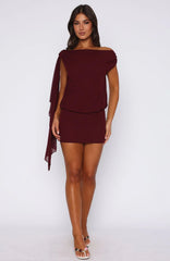 One-shoulder ribbon backless irregular hip-hugging dress