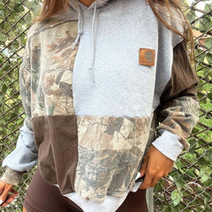 Paneled Long Sleeve Shift Floral Hoodies