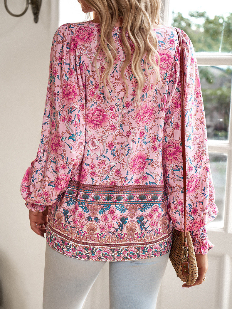 Paisley  Half Sleeve  Printed Polyester  V neck Boho Summer  Orange Top
