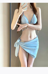 Fish Diamond Chain Strap Triangle Swimsuit Set