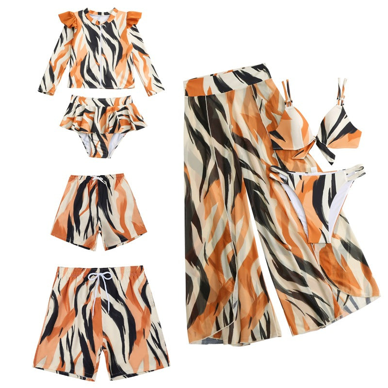 Contrast Color Bikini Family Matching Swimwear